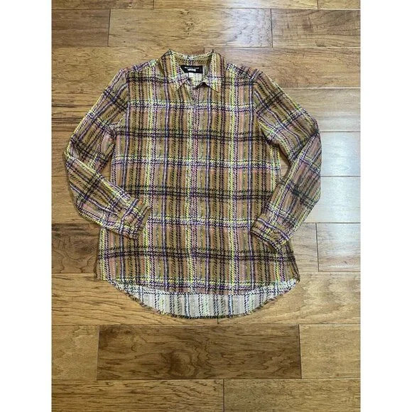 Johnny Was Workshop 100% Silk Long Sleeve Button Front Shirt Small Multicolor - Picture 8 of 9